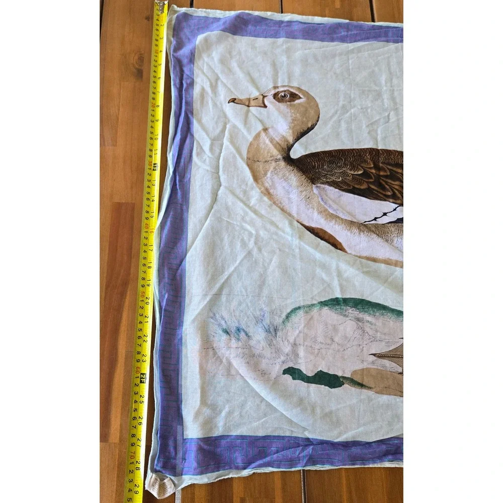 Perry Ellis Vintage 100% Cotton Scarf Goose Bird Print Classic Old Money Preppy
